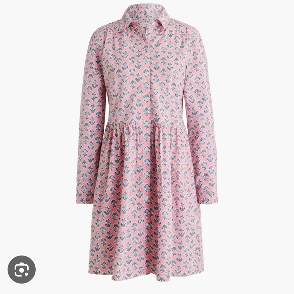 J. Crew Factory Pink and White Block Print Dress